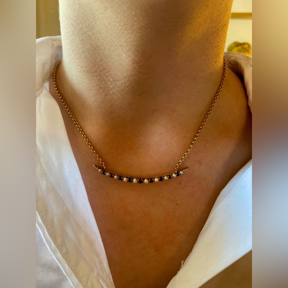 Vintage 1920's Pendant - 14K Gold, Sapphires and Pearls - Commissioned Piece - Picture 10 of 12